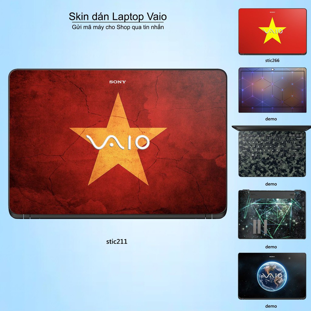 Skin dán Laptop Sony Vaio in hình cờ Việt Nam (inbox mã máy cho Shop)