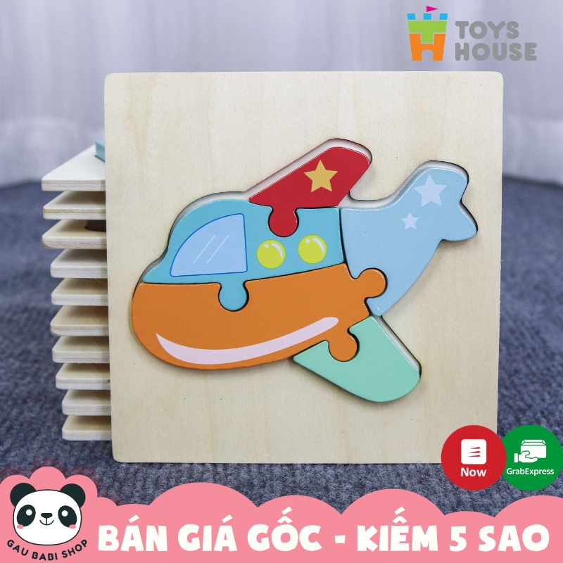 Đồ chơi ghép hình gỗ 3D thông minh Toyshouse mẫu máy bay