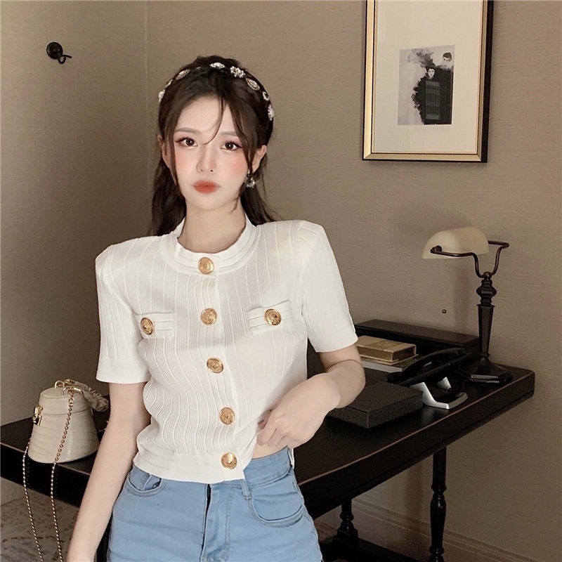 Áo thun tay ngắn chất liệu lụa lạnh phong cách retro thời trang mùa hè cho nữ