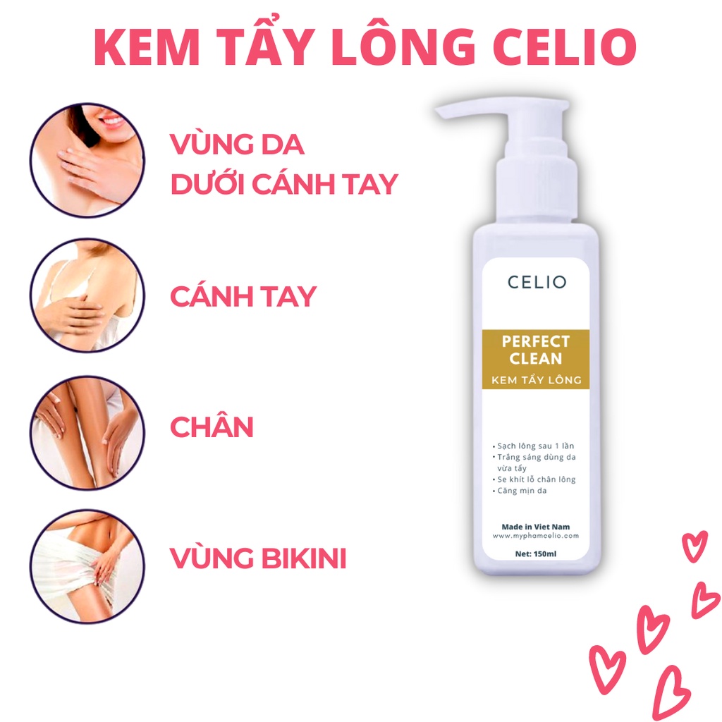 Combo Kem Tẩy Lông Celio dùng cho Bikini Vùng kín Chân Tay Nách bất chấp mọi loại lông vĩnh viễn nhanh gọn chỉ 5 phút