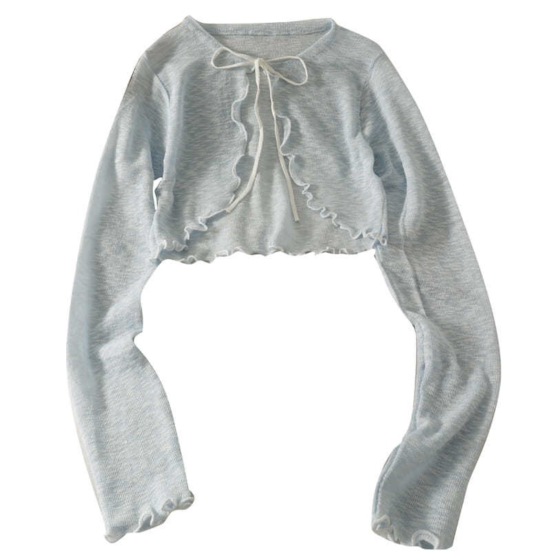 Áo Khoác Cardigan Mỏng Cột Nơ Xinh Xắn Thời Trang Pháp