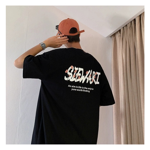 Áo thun unisex, áo phông tay lỡ from rộng chất liệu cotton mát in hình chữ SIEWARI