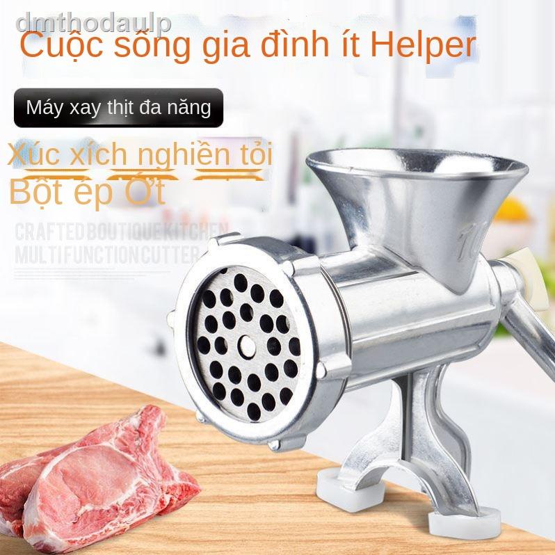 ✟✧Máy xay thịt bằng tay màu xanh mới hợp kim nhôm gia dụng đa chức năng quay nhỏ khuấy tương ớt thuốc xổ t