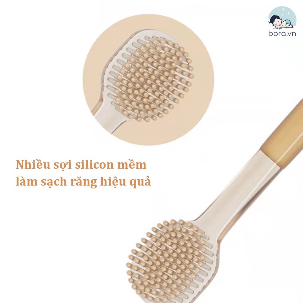 Set rơ lưỡi và bàn chải đánh răng silicon cho bé từ 0 - 18 tháng