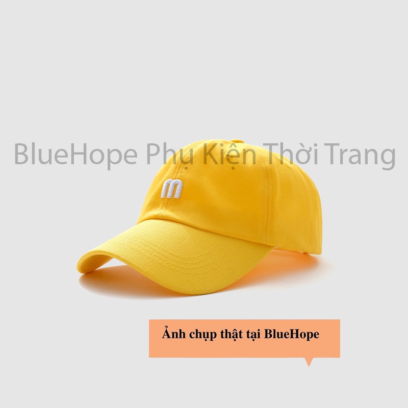 Mũ lưỡi trai , Nón kết thêu chữ M nhiều màu Phong cách Ulzzang form unisex nam nữ M07