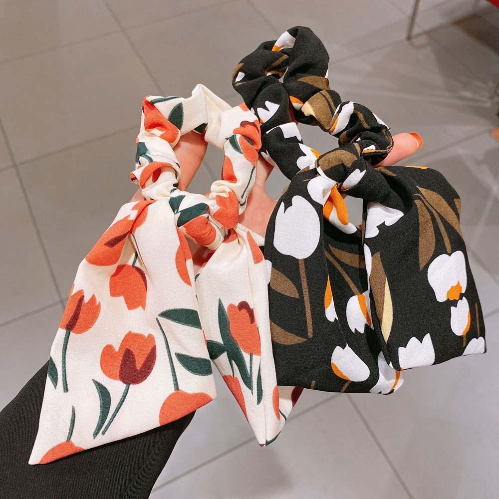 Dây Buộc Tóc Hoa Tulips Lấp Lánh Phong Cách Retro Hàn Quốc Cho Nữ