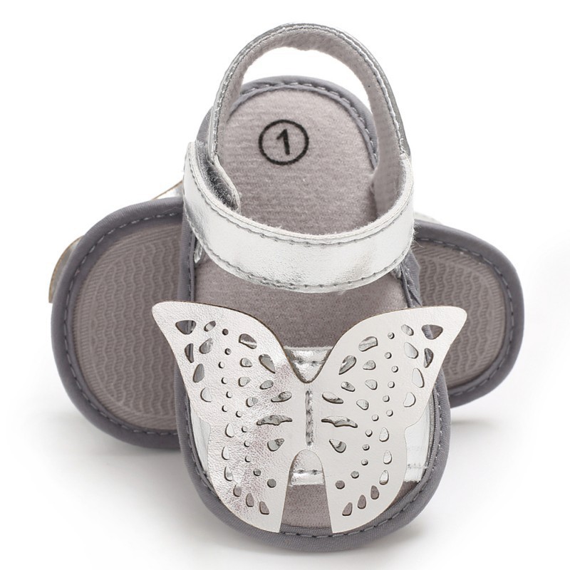 Giày sandals vải da đính bươm bướm xinh xắn cho bé
