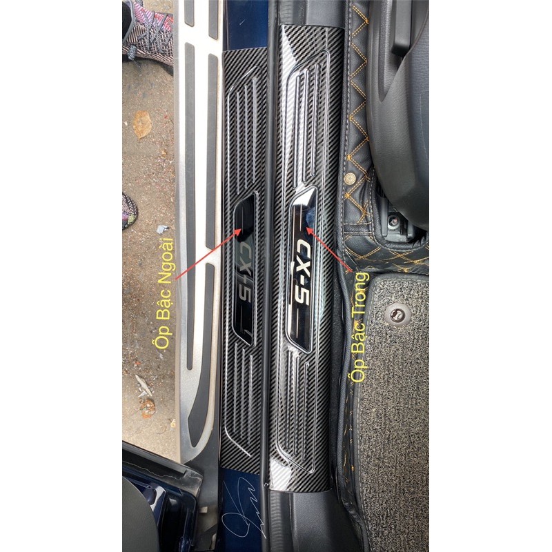 Ốp Nẹp bước chân Chống trầy Cốp xe Mazda CX5 2018-2023 Carbon Đủ logo kèm Phụ kiện trang trí 2019 2020 2021 2022