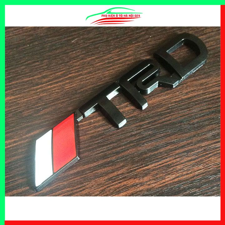 Logo tem dán chữ nổi TRD dùng dán đuôi cho xe ô tô hai màu đen mạ crom