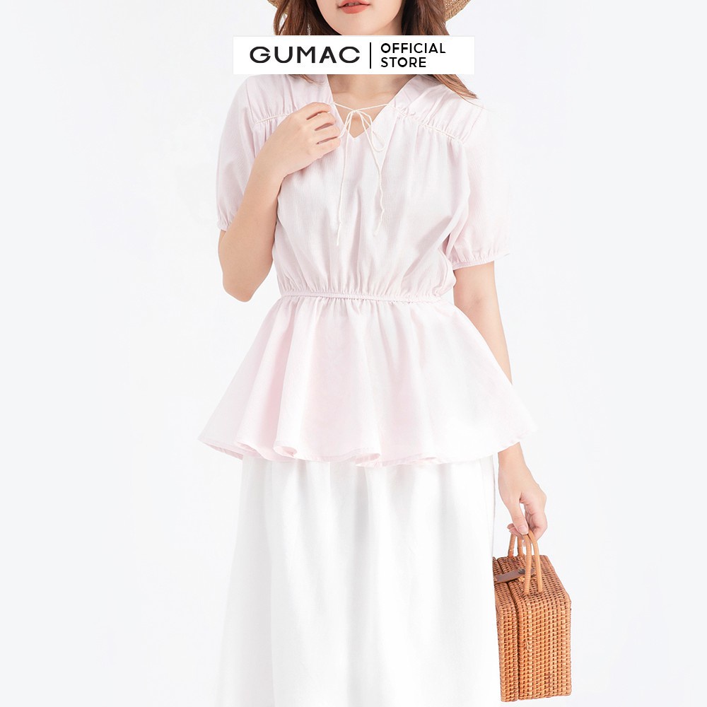 [Mã WABRGUM giảm 10% tối đa 30K đơn 99K] Áo kiểu nữ cổ V eo chun GUMAC AB678