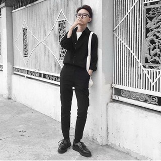 Sơ mi lụa đen dày tay