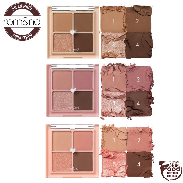 Bảng màu mắt 4 ô thời thượng, siêu mịn, lâu trôi Hàn Quốc Romand Better Than Eyes 6.5g