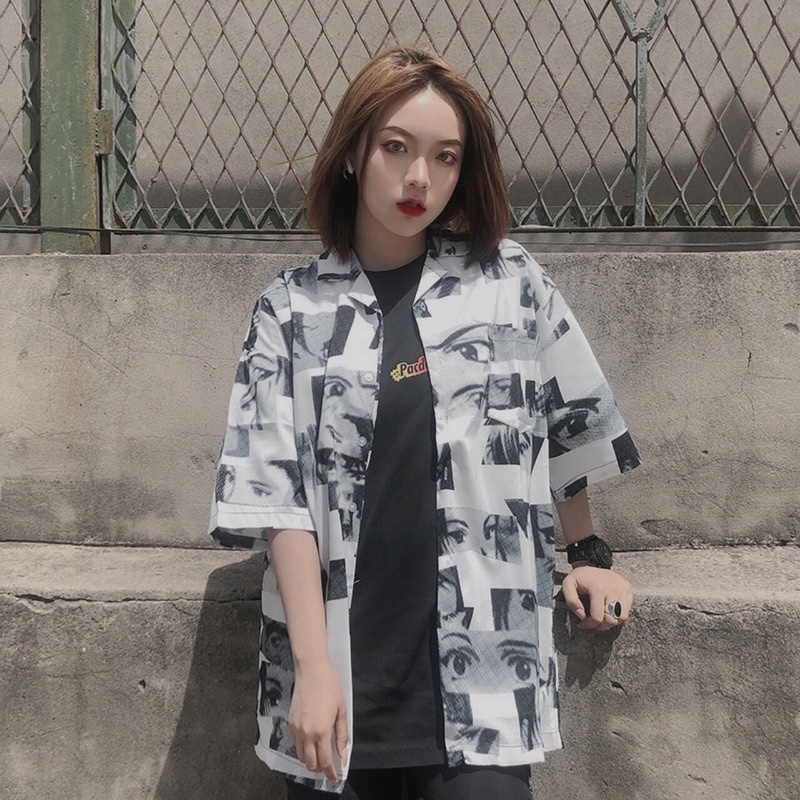 [VIDEO THẬT] Áo sơ mi lụa form rộng tay lở in hình hoạt hình cực chất, chất lụa mềm mịn, thoáng mát, lên form cực chuẩn | BigBuy360 - bigbuy360.vn