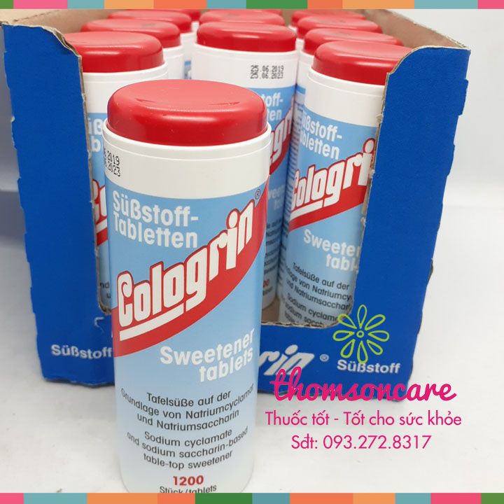 Đường ăn kiêng Cologrin nhập khẩu từ Đức lọ 1200 viên - Cho người tiểu đường và ăn kiêng, giảm cân, thấp calo