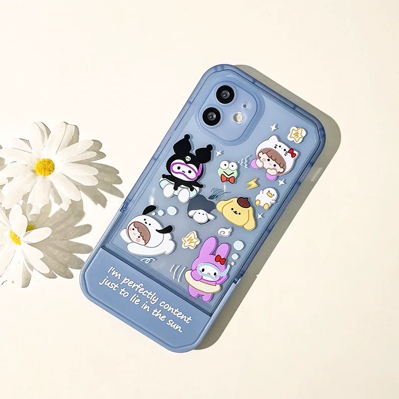 Ốp lưng iphone Sticker Hoạt Hình kèm giá đỡ 13promax/13pro/13/12promax/12pro/12/11promax/11/7plus/8plus - Ina Case