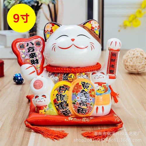 Mèo Thần Tài May Mắn 20cm, Thiên Khách Vãn Lai,Mèo Maneki Neko Mèo Phong Thủy - Atotoki Decor