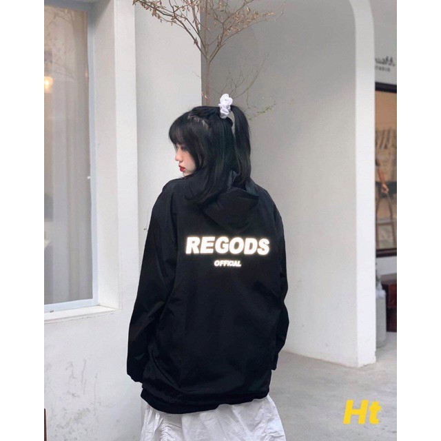 Áo khoác gió Rego phản quang hàng chất gió 1 lớp có hình in phản quang freesize 55kg | BigBuy360 - bigbuy360.vn