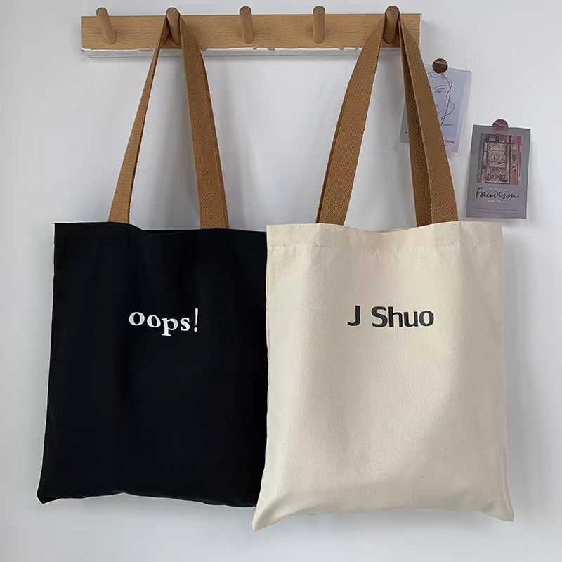 Túi Xách Đeo Vai Chất Liệu Canvas In Chữ Đơn Giản Thời Trang Dành Cho Nữ