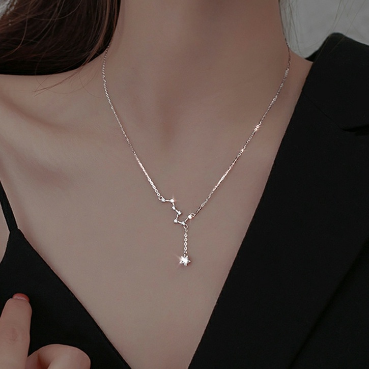 Dây chuyền bạc ý 925 đính đá ngôi sao vòng cổ nữ