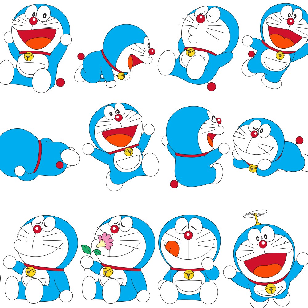 Bộ 35 Sticker Doremon - Hình Dán Mèo Doreamon Trang Trí Mũ Bảo Hiểm Điện Thoại Xe Máy - Chống Thấm Nước