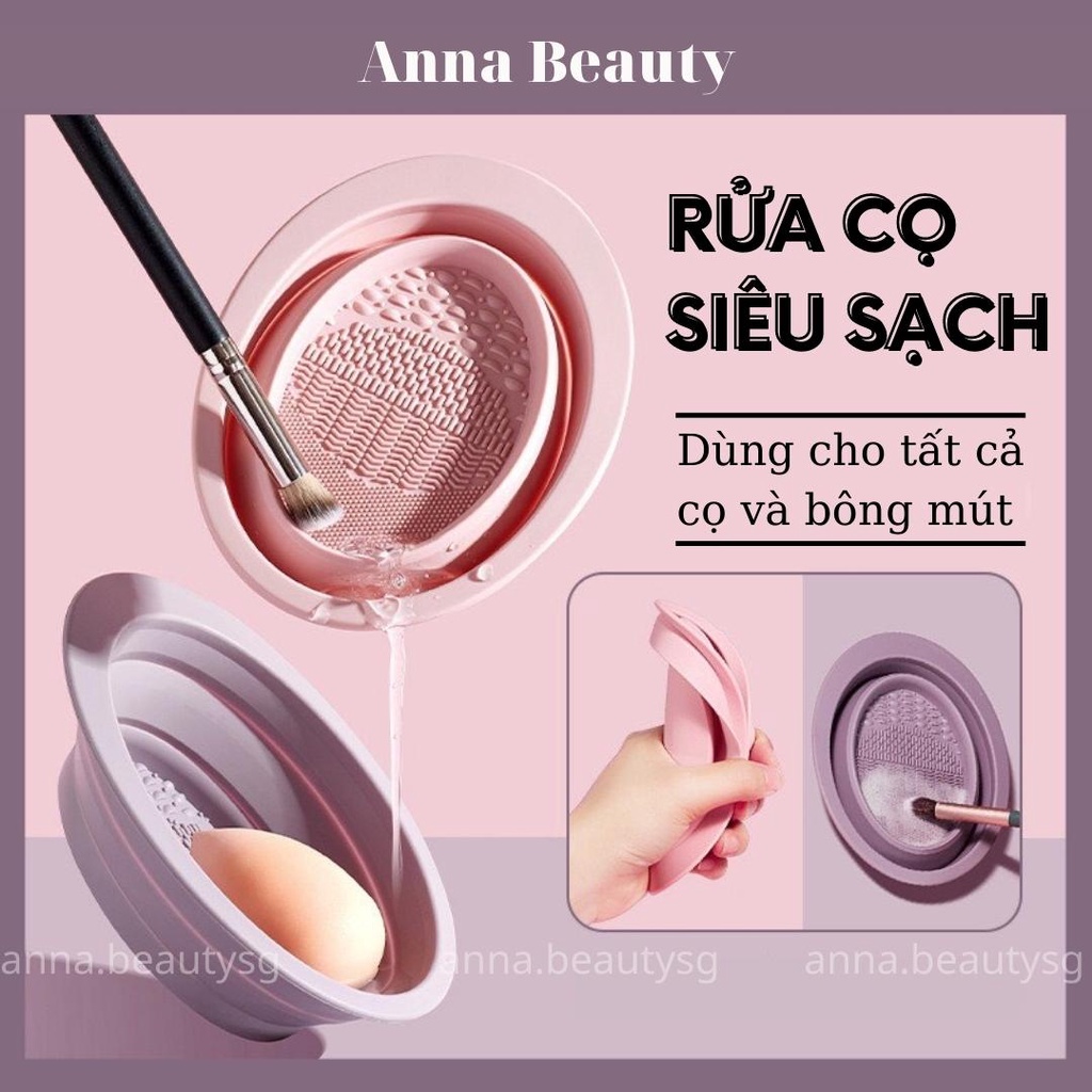 Dụng cụ vệ sinh cọ trang điểm - Miếng rửa cọ bông mút trang điểm gấp gọn tiện lợi