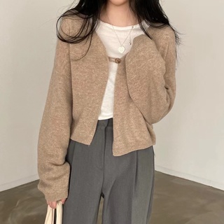 Áo cardigan len basic 1 cúc, áo khoác len trơn - titto closet