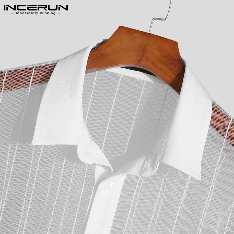 Bộ quần áo INCERUN thiết kế kiểu lưới xuyên thấu thời trang dành cho nam