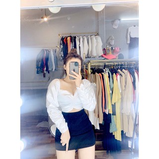 Áo phi lụa nhún nút xinh l