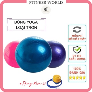 [TẶNG BƠM] Bóng Tập Yoga, Tập Gym Chống Cháy Nổ - Bóng Yoga Trơn Làm Bằng Silicon Dẻo, Đàn Hồi