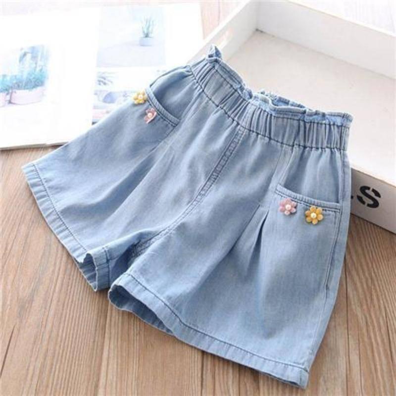 Giết trong giây giới hạn Quần short denim dáng rộng thời trang mùa hè phong cách phương Tây thoải mái cho bé gái