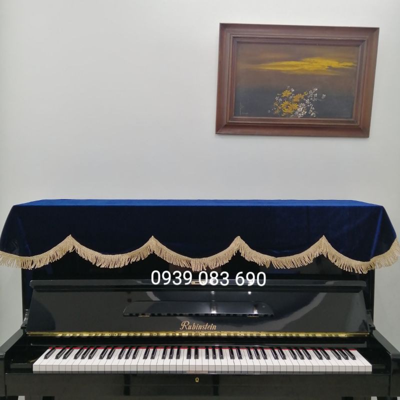 KHĂN PHỦ ĐÀN PIANO CƠ NHUNG DÀY MÀU XANH DƯƠNG