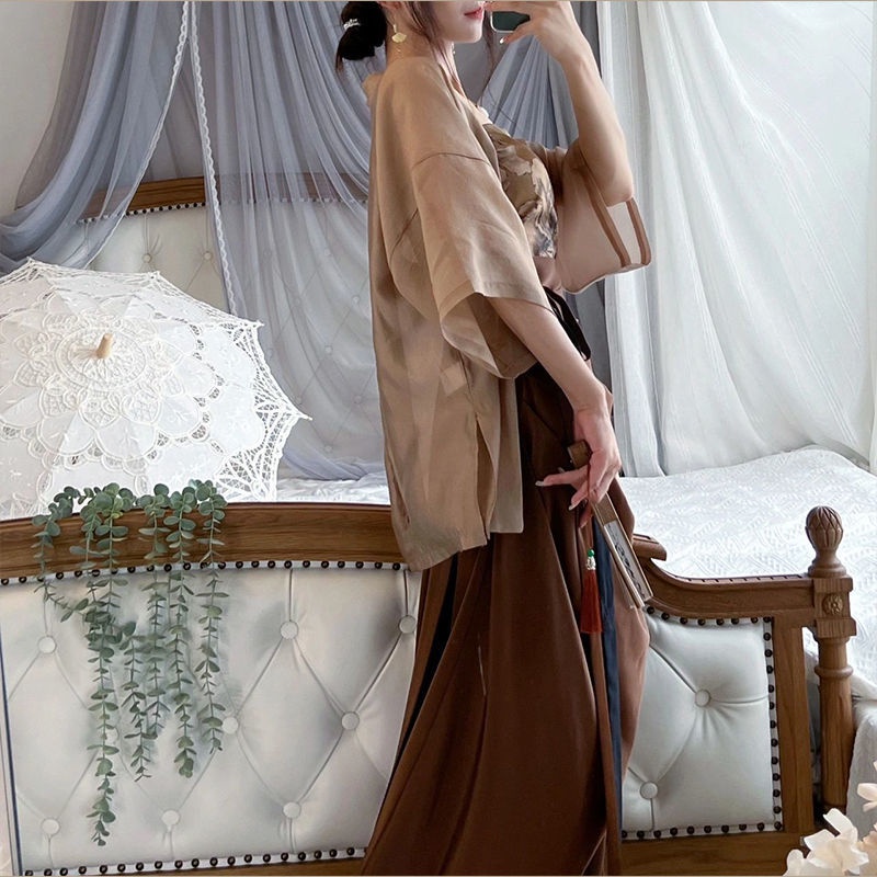 Bộ Áo Khoác Cardigan Dáng Rộng + Áo Ống + Chân Váy Lưng Cao Phong Cách Retro 2022 07.15