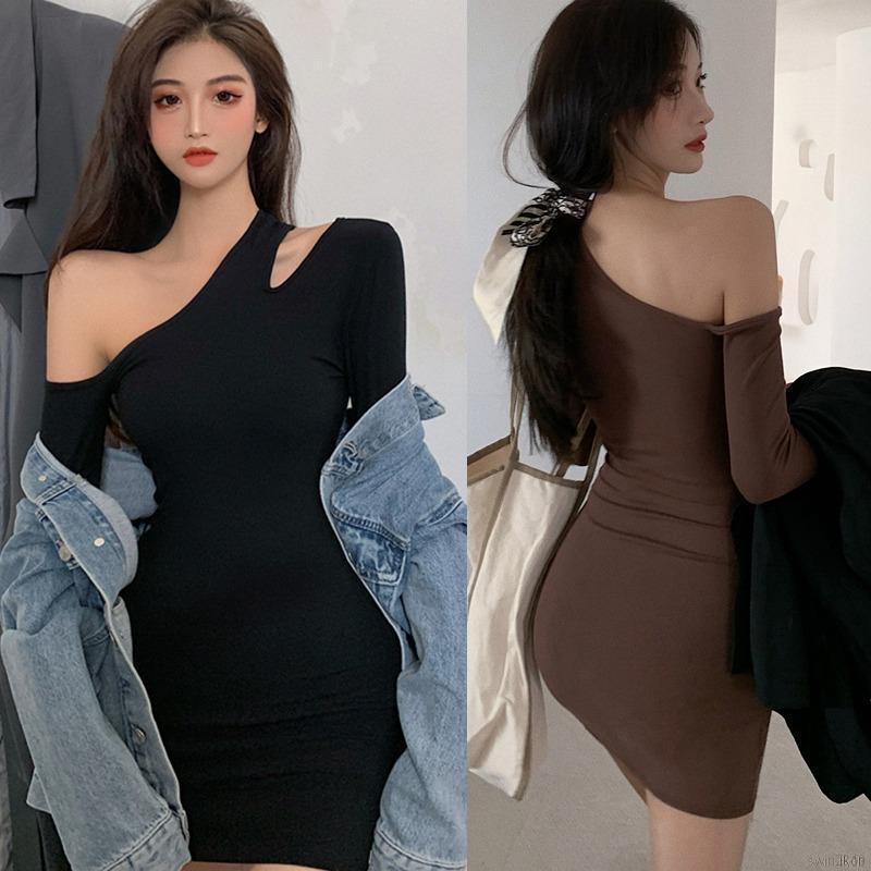 Đầm Tay Dài Ôm Dáng Thiết Kế Độc Đáo Phong Cách Hàn Quốc