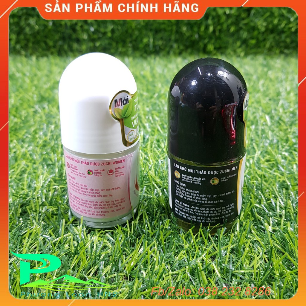 Combo 2 lọ Lăn khử mùi Zuchi nam - nữ lọ 25ml, Lăn khử mùi thảo dược Zuchi Hoa Linh