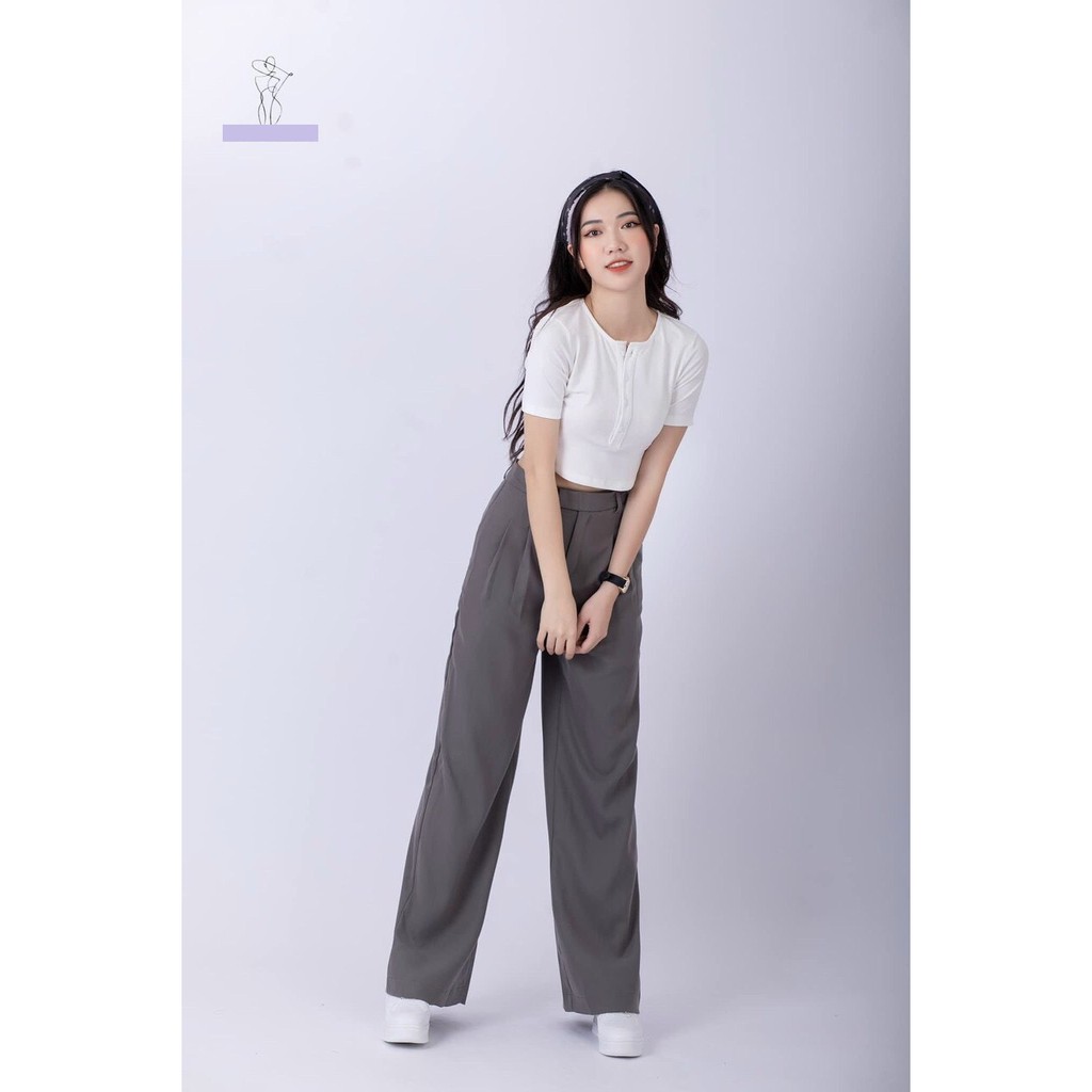 Quần Tây Ống Suông- Cạp Lệch Culottes Dài 100cm -Vải Tuyết Mưa Cao Cấp-Mềm Rũ Tôn Dáng.(Sale Ra Mắt Sản Phẩm).(M35)