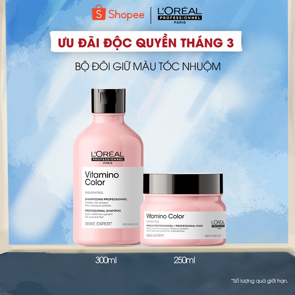 [Mã COSPPD03 giảm 10% đơn 600k] Combo gội và mặt nạ giữ màu tóc nhuộm Serie Expert Vitamino Color