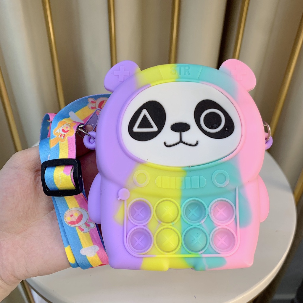 Túi popit đeo chéo vai cho bé trai gái 2023, túi cho trẻ em silicon hình thú mini xinh đẹp hình Gấu Trúc