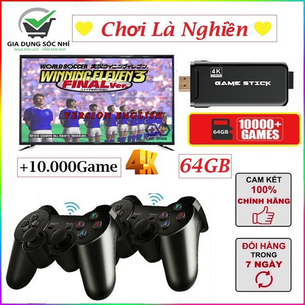 💘Chơi Là Nghiện💘Máy Chơi Game Stick 4 Nút HDMI Không Dây 64GB Tích Hợp +10000 Games ATARI / PS1 / FC / GBA / MD / N64