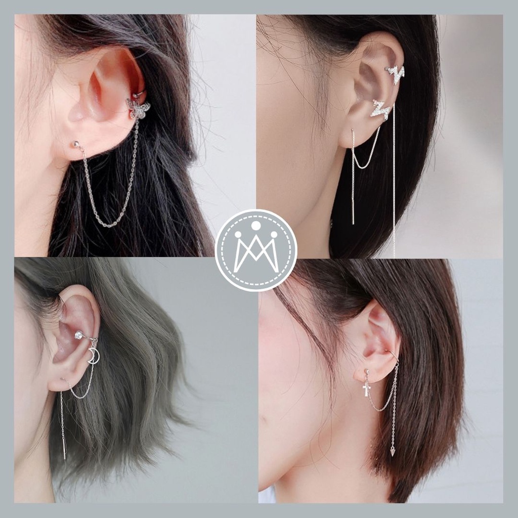 Bông tai kẹp vành tai cá tính unisex phong cách hàn quốc hiện đại - Mely 1372
