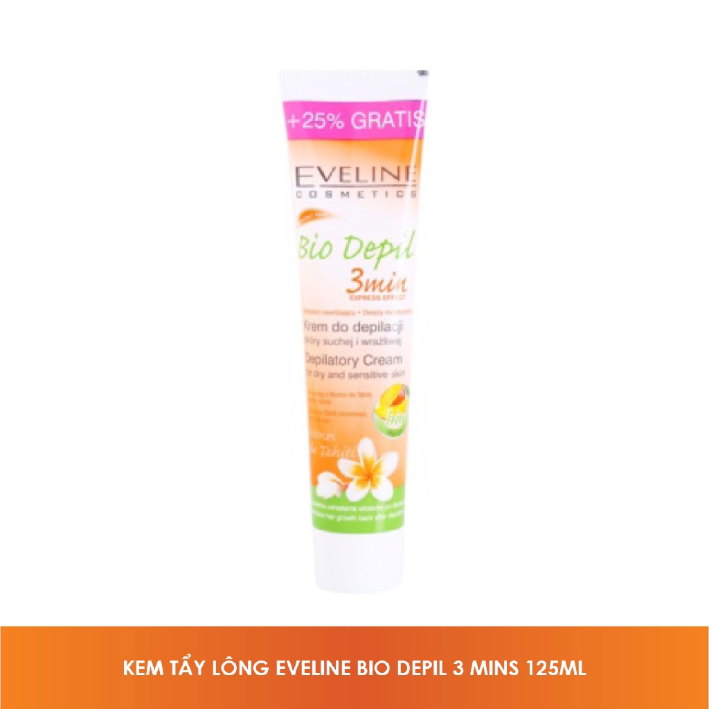 Kem tẩy lông hữu cơ 3 vùng (tay, chân, nách, bikini) Eveline Bio Depil 125ml