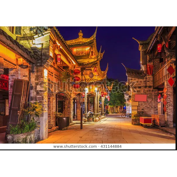 Tranh lụa 3d Hồng Kông Phố Cổ Kích Thước 1,5m x 2m HKPC01