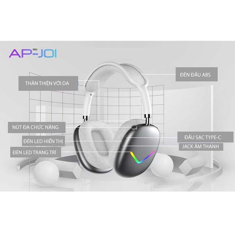 Tai Nghe Không Dây Bluetooth Floveme Chụp Đầu J01 - Tai Nghe Thể Thao - Công nghệ Bluetooth 5.0 - Âm Bass Lớn - Nghe Ấm