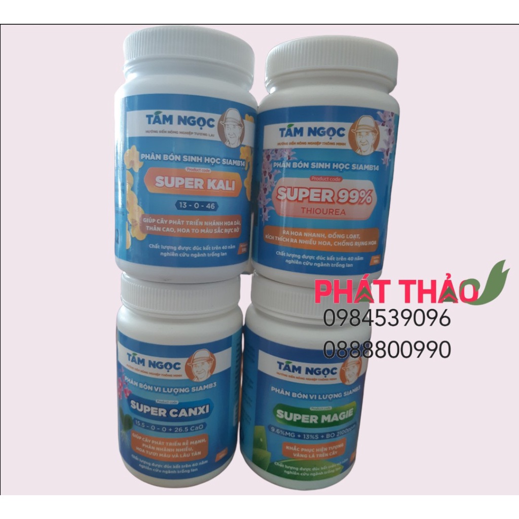 COMBO 4 SUPER Tám Ngọc (super kali + canxi + magie + super 99) 100gam