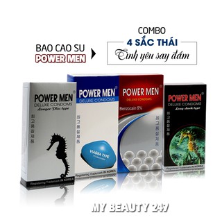 [BỘ SP] Bao Cao Su Power Men[ĐEN-TRĂNG-TRẮNG XANH-NGỌC TRAI]-BỘ SẢN PHẨM TĂNG KHOÁI CẢM-KÉO DÀI THỜI GIAN-CHÍNH HÃNG