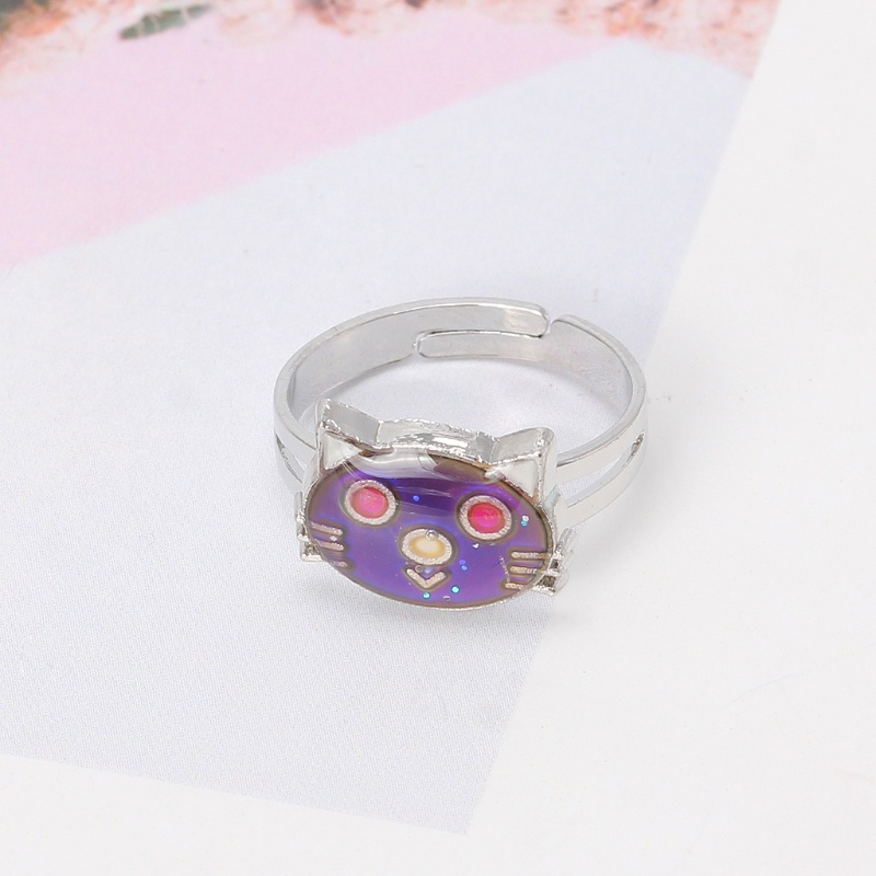 Nhẫn Cảm Xúc Cảm Xúc Chạm Khắc Hình Mèo