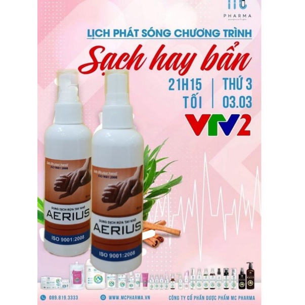 Gel xịt sát khuẩn AERIUS- Dung dịch rửa tay khô sát khuẩn, diệt khuẩn 99% Đã Được Kiểm Định | WebRaoVat - webraovat.net.vn