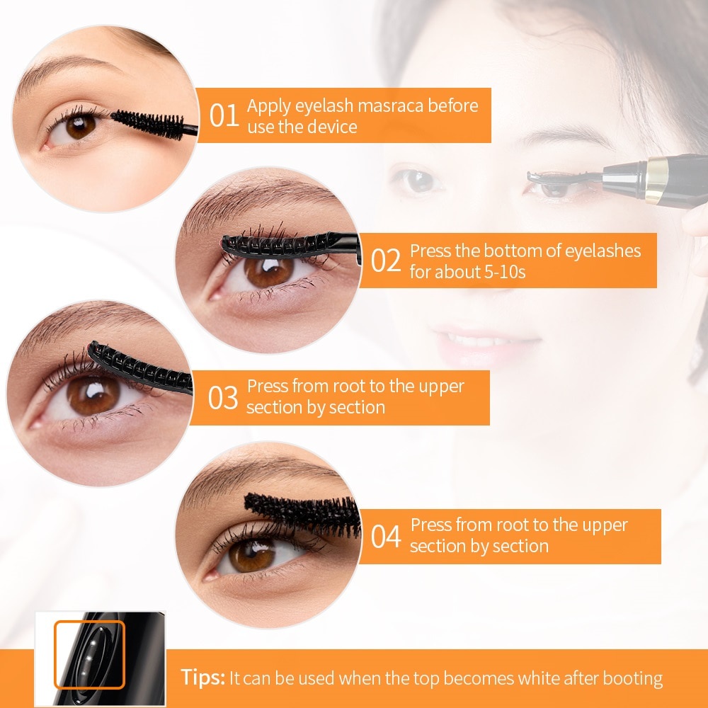 Foreverlily Máy uốn cong mi bằng nhiệt thiết kế nhỏ gọn tiện dụng Beauty Electric Eyelash Curler