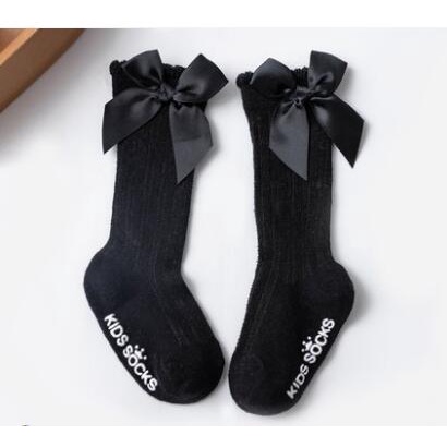 Vớ Cotton Mềm Dài Đính Nơ Phối Ren Dễ Thương Cho Bé Gái