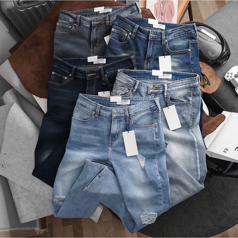 Quần jean nam ống ôm - jean co giản - nhiều màu thời trang