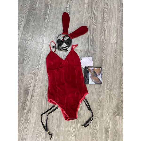 Set cosplay thỏ nhung sexy 2 màu đỏ,đen Ship hoả tốc SG+ Che tên sp- CICI BONITA HCM CP51